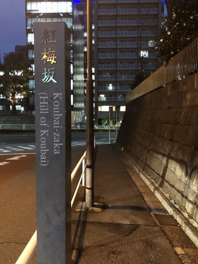 東京都千代田区にある坂道「紅梅坂」の風景です。